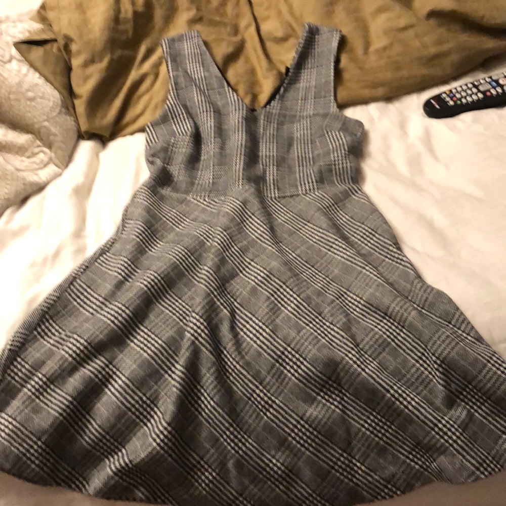 Grey v neck flare dress